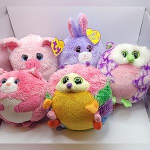 Lot of 5 TY Beanie Ballz Gumdrop, Tumbles, Ozzy, Lilac, Beans